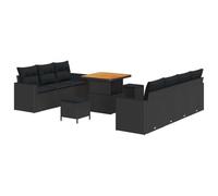 vidaXL Set di divani da Giardino 10 Pezzi con Cuscini in Rattan Nero, Moduli Eleganti e Confortevoli per Esterno, Perfetti per terrazzi e balconi. Ha Piedi Regolabili ed è Resistente agli Agenti Atmo