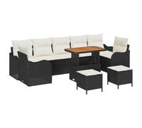 vidaXL Set di divani da Giardino, 10 Pezzi con Cuscini in Rattan Sintetico Nero e Legno di Acacia. Perfetto per Patio e terrazza, è modulare e Regolabile, così puoi sistemarlo Come Vuoi. Aggiunge Un
