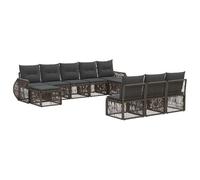 vidaXL Set di divani da giardino, 10 pezzi, grigio e grigio scuro, design moderno e modulare, divano da esterno resistente alle intemperie, ideale per il tuo patio, riunioni estive e relax