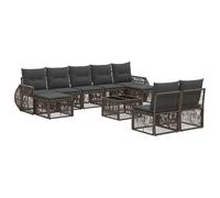 vidaXL Set di divani da giardino, 10 pezzi, grigio e grigio scuro, divano da giardino moderno, resistente alle intemperie, mobili modulari, set per rilassarsi in cortile