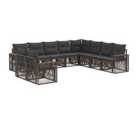 vidaXL Set di divani da giardino, 10 pezzi, grigio e grigio scuro, divano da giardino moderno, set lounge per esterni, design modulare resistente alle intemperie, sedili con cuscino, mobili da patio