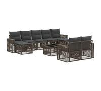 vidaXL Set di divani da giardino, 10 pezzi, grigio e grigio scuro, divano modulare moderno, resistente alle intemperie, per rilassarsi in giardino, con gambe regolabili
