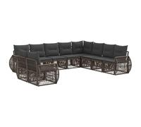 vidaXL Set di divani da giardino, 10 pezzi, grigio e grigio scuro, divano modulare moderno, resistente alle intemperie, sedute comode, mobili da patio, disposizione regolabile per rilassarsi