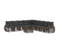 vidaXL Set di divani da giardino, 10 pezzi, grigio e grigio scuro, divano modulare per giardino, resistente alle intemperie, portatile, mobili flessibili per la tua giornata all'aperto