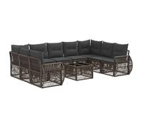 vidaXL Set di divani da giardino, 10 pezzi, grigio e grigio scuro, moderno divano da giardino, resistente alle intemperie, modulabile e confortevole, soggiorno allungabile in rattan