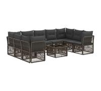 vidaXL Set di divani da giardino, 10 pezzi, grigio polyrattan, divano da giardino moderno, mobili da esterno resistente, design modulabile per sedili confortevoli, cuscini regolabili