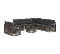 vidaXL Set di divani da giardino, 10 pezzi, grigio polyrattan, set da salotto moderno, resistente alle intemperie, divano morbido, arredamento da giardino confortevole