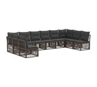 vidaXL Set di divani da giardino, 10 pezzi, grigio rattan sintetico, divano da giardino moderno, resistente alle intemperie, con sedili regolabili, design modulare, cuscini in poliestere per il patio