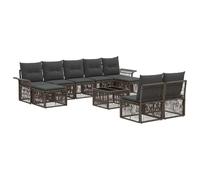 vidaXL Set di divani da giardino, 10 pezzi, grigio rattan sintetico, divano moderno per giardino, mobili in polyrattan resistente alle intemperie, sedute modulari per esterni