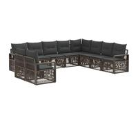 vidaXL Set di divani da giardino, 10 pezzi, grigio rattan sintetico, divano modulare moderno, resistente alle intemperie, mobili da giardino in polyrattan, set lounge all'aperto, federe lavabili