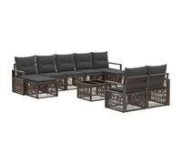vidaXL Set di divani da giardino, 10 pezzi, grigio rattan sintetico, mobili moderni per esterni, resistenti alle intemperie, sedili regolabili, divano da patio, sedie in rattan