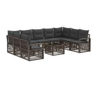 vidaXL Set di divani da giardino, 10 pezzi, grigio rattan sintetico, set moderno per giardino, design modulare resistente alle intemperie, sedute per esterni, rattan sintetico con cuscini