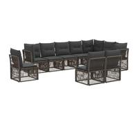 vidaXL Set di divani da giardino 10 pezzi in rattan artificiale grigio, set divano moderno per giardino, patio esterno resistente alle intemperie, tavolo da salotto modulare, mobili di facile