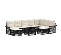vidaXL Set di divani da giardino, 10 pezzi, nero e bianco crema, divano modulare per esterni, resistente alle intemperie, mobili eleganti, cuscini in schiuma, divano in rattan durevole