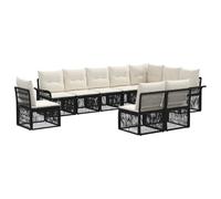 vidaXL Set di divani da giardino, 10 pezzi, nero, in rattan sintetico, divano da giardino moderno, mobili da esterno resistenti alle intemperie, set modulare per un riposo con stile