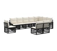 vidaXL Set di divani da giardino, 10 pezzi, nero, in rattan sintetico, divano modulare moderno per esterni, resistente alle intemperie, con gambe regolabili, ideale per il giardino