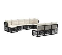 vidaXL Set di divani da giardino, 10 pezzi, nero, in rattan sintetico, set di divani moderni per giardino, mobili resistenti alle intemperie, design modulare, sedute imbottite comode