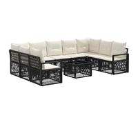 vidaXL Set di divani da giardino, 10 pezzi, nero, in rattan sintetico, set moderno per giardino, design modulare resistente alle intemperie, sedute per esterni, rattan sintetico con cuscini