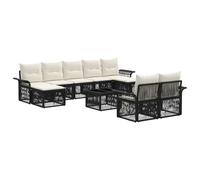 vidaXL Set di divani da giardino 10 pz nero polyrattan, divano da giardino, divano esterno, sedili moderni, design modulabile resistente alle intemperie, set di mobili da patio