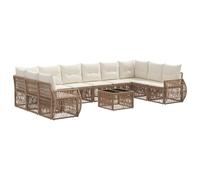 vidaXL Set di divani da giardino, 11 pezzi, beige e bianco crema, divano modulare, resistente alle intemperie, per esterni, ideale per piscina, giardino, patio o balcone
