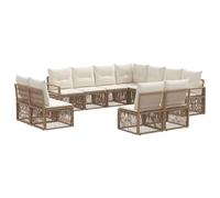 vidaXL Set di divani da giardino, 11 pezzi, beige, in rattan sintetico, moderno per giardino, resistente alle intemperie, modulare, divano lounge in rattan e mobili per il patio