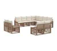 vidaXL Set di divani da giardino, 11 pezzi, beige, in rattan sintetico, set di divani da giardino moderno, design resistente alle intemperie, sedute comode, mobili da patio durevoli