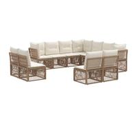 vidaXL Set di divani da giardino, 11 pezzi, beige, in rattan sintetico, set di divani modulari per giardino, mobili resistenti alle intemperie, patio moderno