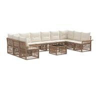 vidaXL Set di divani da giardino, 11 pezzi, beige polyrattan, divano da giardino moderno, mobili da esterno resistenti, set modulabile, poltrona in rattan regolabile, comfort patio