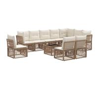 vidaXL Set di divani da giardino, 11 pezzi, beige, rattan sintetico, set di divani moderni per giardino, mobili resistenti alle intemperie, rilassati nel tuo patio con stile
