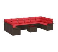 vidaXL Set di divani da giardino, 11 pezzi, colore marrone polyrattan, divano moderno, per giardino, terrazza ed esterno, resistente ai raggi UV, soluzione flessibile per l'estate