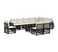 vidaXL Set di divani da giardino, 11 pezzi, colore nero e bianco, crema, moderno divano da giardino, resistente alle intemperie, mobili componibili, comodi lettini a sdraio, set in rattan