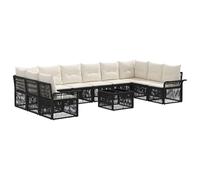 vidaXL Set di divani da giardino, 11 pezzi, colore nero polyrattan, divano da giardino moderno, mobili da esterno resistenti, set modulabile, poltrona in rattan regolabile, comfort patio