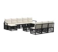 vidaXL Set di divani da giardino, 11 pezzi, colore nero polyrattan, elegante divano modulare, resistente alle intemperie per le tue riunioni all'aperto, comfort eccezionale, mobili versatili