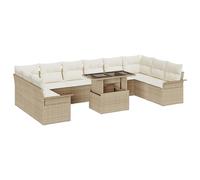 vidaXL Set di divani da Giardino 11 Pezzi con Cuscini Beige in polirattan, Perfetto per Rilassarsi e Rendere Il Tuo Spazio all'aperto più Bello. Ideale per Patio, terrazze, Giardini e Bordi Piscina.