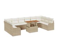 vidaXL Set di divani da giardino da 11 pezzi con cuscini beige in rattan in polietilene con gambe regolabili e design modulare sedili esterni per 6 uso resistente alle intemperie mobili in Pat