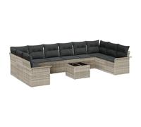 vidaXL Set di divani da Giardino 11 Pezzi con Cuscini Grigi in Rattan Sintetico, Perfetto per l'esterno. Design modulare, Resistente agli Agenti atmosferici, Stile Moderno con Tavolo. Arredamento ID