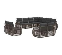 vidaXL Set di divani da giardino, 11 pezzi, grigio e grigio scuro, divano da giardino modulare e moderno, resistente alle intemperie, poltrone comode, mobili in rattan per esterni