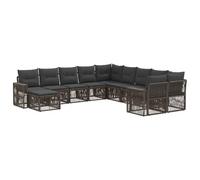 vidaXL Set di divani da giardino, 11 pezzi, grigio e grigio scuro, divano modulare moderno per esterni, resistente alle intemperie, flessibilità per il tuo giardino, stile contemporaneo