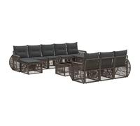 vidaXL Set di divani da giardino, 11 pezzi, grigio e grigio scuro, divano modulare moderno, resistente alle intemperie, seduta comoda per giardino, set di mobili per patio