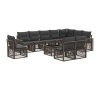 vidaXL Set di divani da giardino, 11 pezzi, grigio e grigio scuro, set moderno di divano da giardino, ideale per il patio, con cuscini comodi e design modulare