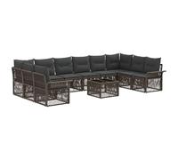 vidaXL Set di divani da giardino, 11 pezzi, grigio polyrattan, divano da giardino moderno, mobili da esterno resistenti, set modulabile, poltrona in rattan regolabile, comfort patio