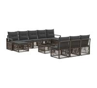 vidaXL Set di divani da giardino, 11 pezzi, grigio polyrattan, divano modulabile, elegante, resistente alle intemperie per le tue riunioni all'aperto, comfort eccezionale, mobili versatili