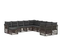 vidaXL Set di divani da giardino, 11 pezzi, grigio rattan sintetico, set di divani moderni per giardino, mobili da patio, sedute fuori casa, stile e comfort