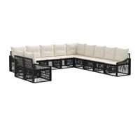 vidaXL Set di divani da giardino 11 pezzi in rattan artificiale nero, moderno, resistente alle intemperie, design modulare, poggiapiedi regolabili, set divano da esterno con volante, sedute da