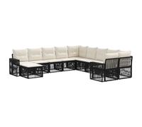 vidaXL Set di divani da giardino, 11 pezzi, nero e bianco crema, divano modulare moderno per esterni, resistente alle intemperie, flessibilità per il tuo giardino, stile contemporaneo