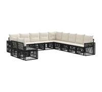vidaXL Set di divani da giardino, 11 pezzi, nero e bianco crema, divano modulare moderno per esterni, resistente alle intemperie, con cuscini in schiuma, ideale per patio e giardino