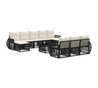 vidaXL Set di divani da giardino, 11 pezzi, nero e bianco crema, divano modulare moderno, resistente alle intemperie, seduta comoda per giardino, set di mobili per patio