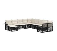 vidaXL Set di divani da giardino, 11 pezzi, nero e bianco crema, set di divani moderni per giardino, resistenti alle intemperie, design modulare, comode sedute all'aperto, mobili in rattan