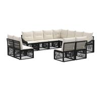 vidaXL Set di divani da giardino, 11 pezzi, nero, in rattan sintetico, set di divani moderni per giardino, design modulare, resistente alle intemperie, ideale per patio, terrazza e giardino