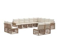 vidaXL Set di divani da giardino, 12 pezzi, beige e bianco crema, divano da giardino elegante e moderno, resistente alle intemperie, design modulare, comodo e versatile, per esterni